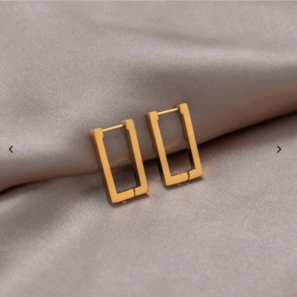 Rectangle Hoop Earrings - Picture 3 of 3